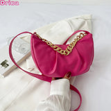 Pleated Chain Messenger Underarm Bag for Women