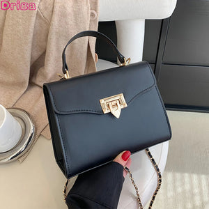Vintage Chain Crossbody Bag Solid Texture Square Shoulder Bags