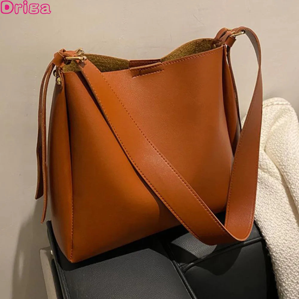Women Bucket Handbags PU Leather Shoulder Bags Messenger Bags