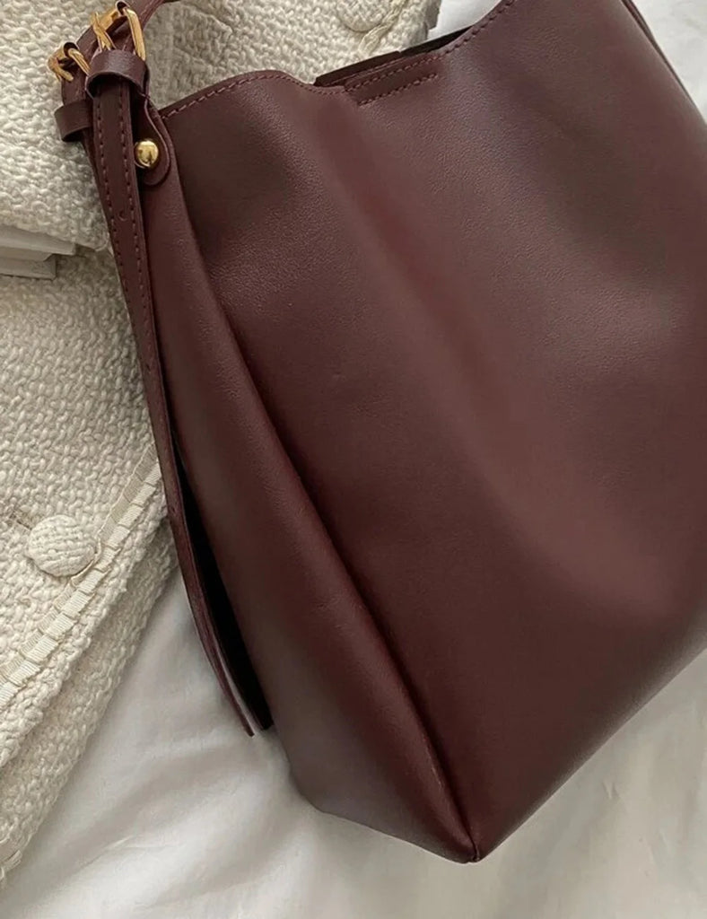 Women Bucket Handbags PU Leather Shoulder Bags Messenger Bags