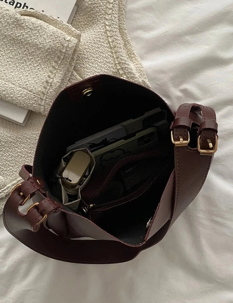 Women Bucket Handbags PU Leather Shoulder Bags Messenger Bags