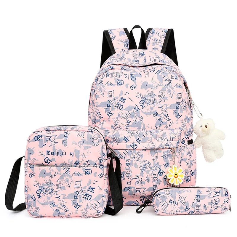 3pcs/set Kids School Bag Backpacks for Girls Student Mochila Sac