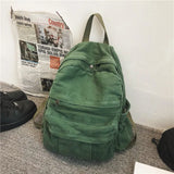 Retro College Student Backpack Washed Canvas Bag