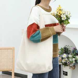 Casual Art Canvas Bag Washed Water Shoulder Shopper Bag