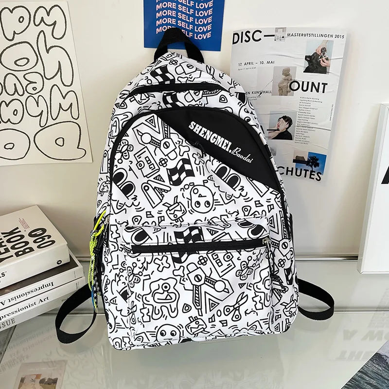 Large Capacity Graffiti Schoolbag for Boys and Girls