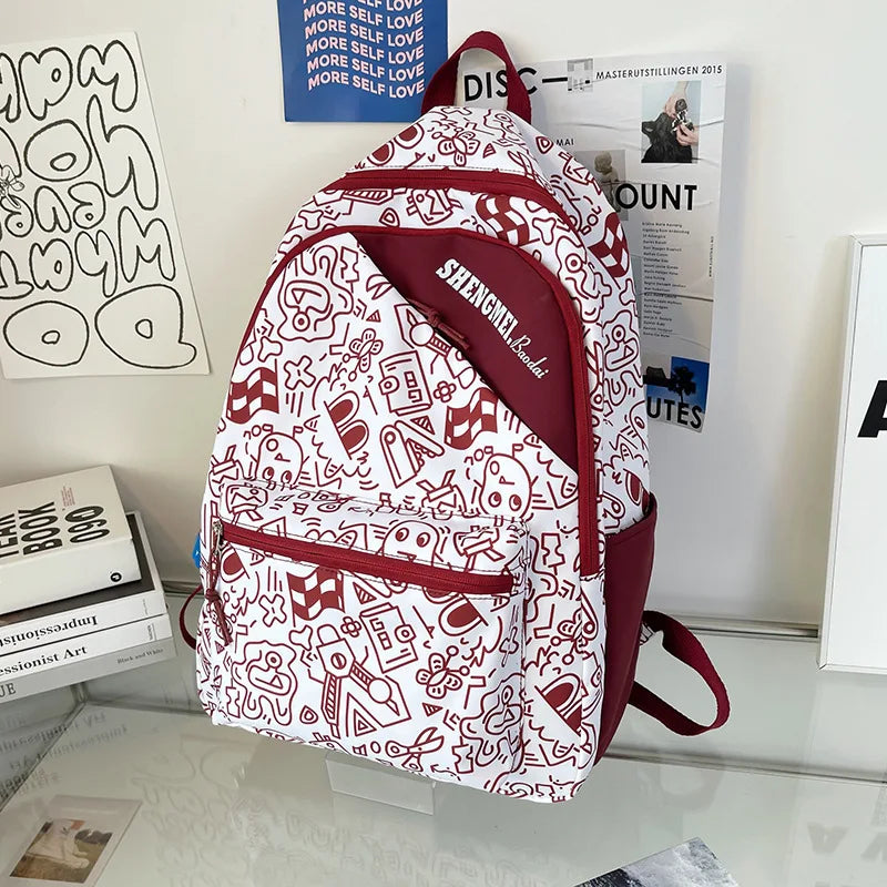 Large Capacity Graffiti Schoolbag for Boys and Girls