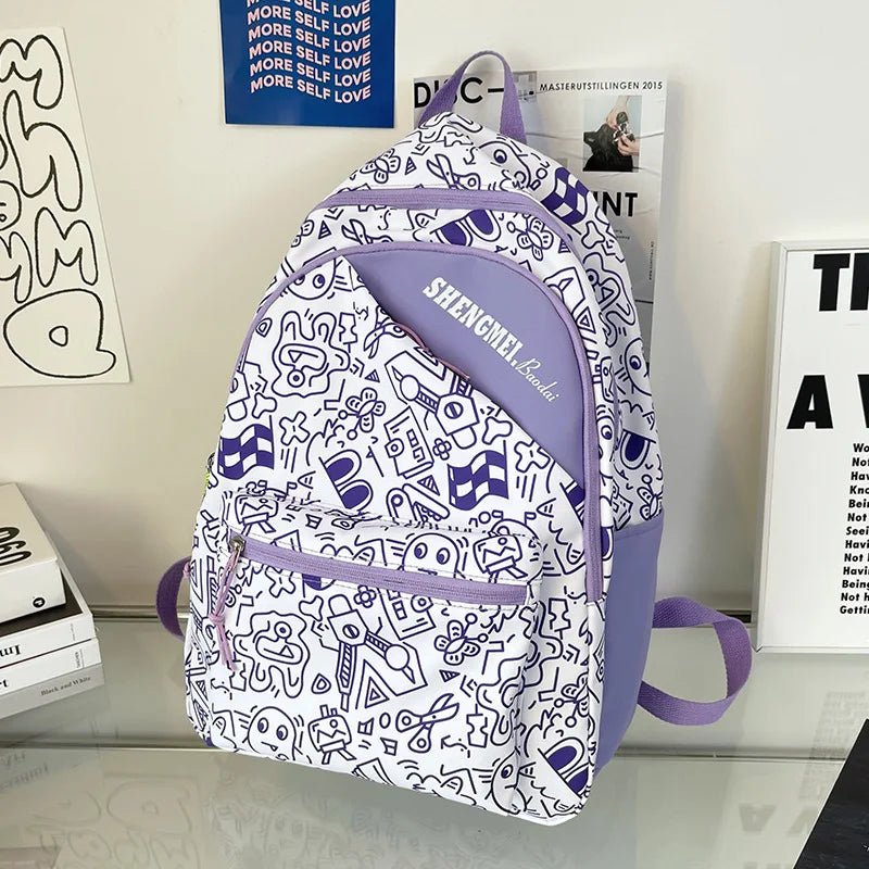 Large Capacity Graffiti Schoolbag for Boys and Girls