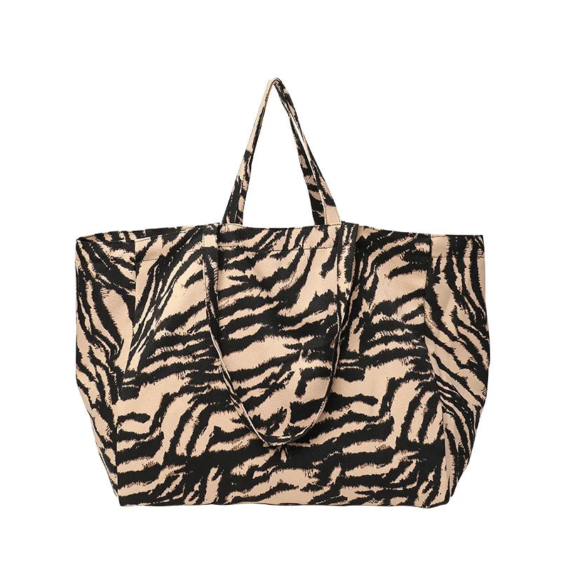 Casual Art Canvas Handbag for Women Printed Tote Plaid Shoulder