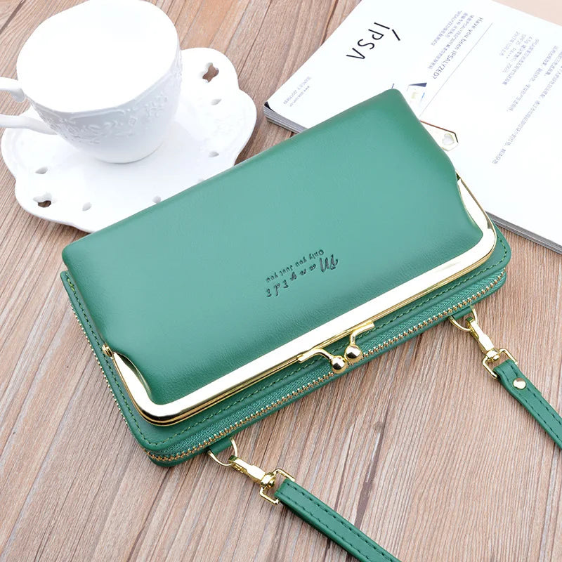 Women's Leather Shoulder Bag Zipper Messenger Wallet