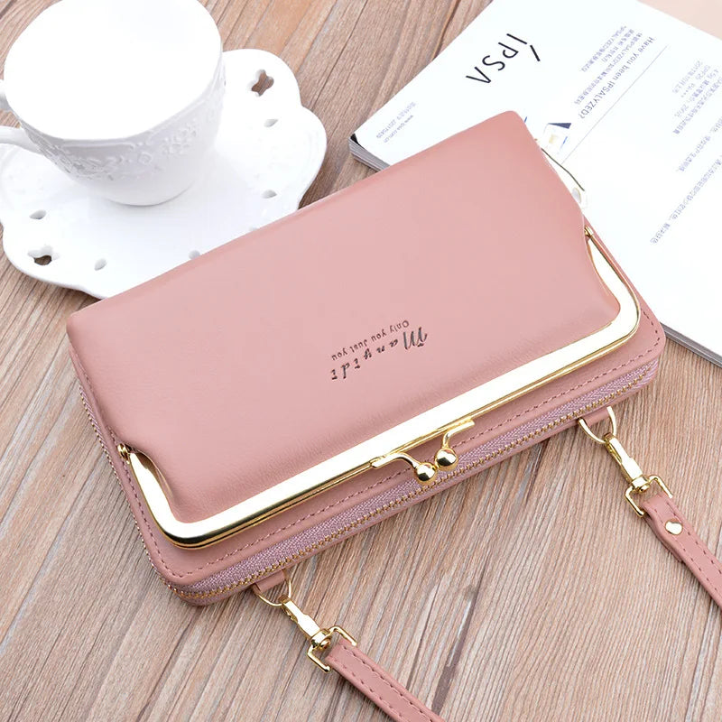 Women's Leather Shoulder Bag Zipper Messenger Wallet