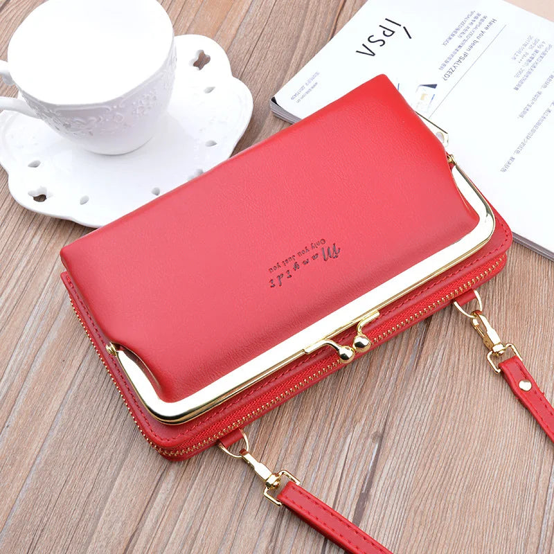Women's Leather Shoulder Bag Zipper Messenger Wallet