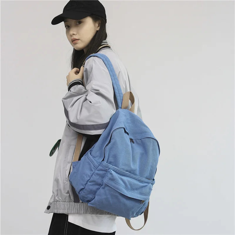 Canvas Women Backpack Student Rucksack Female Travel Bag