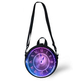 Clock Print Round Crossbody Bag Galaxy Women Shoulder Bag Circle Pack Purse