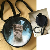 Clock Print Round Crossbody Bag Galaxy Women Shoulder Bag Circle Pack Purse