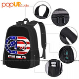 Ecko_Unltd Reflective Silver Outlined Flag Backpack Large Capacity