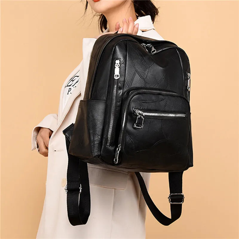 Women Leather Backpack Female Shoulder Bag Purse