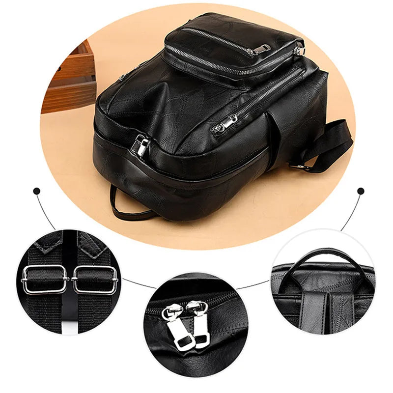 Women Leather Backpack Female Shoulder Bag Purse