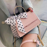 Bow Ribbon Tote Bag High PU Leather Women's Handbag