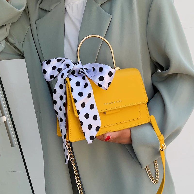 Bow Ribbon Tote Bag High PU Leather Women's Handbag