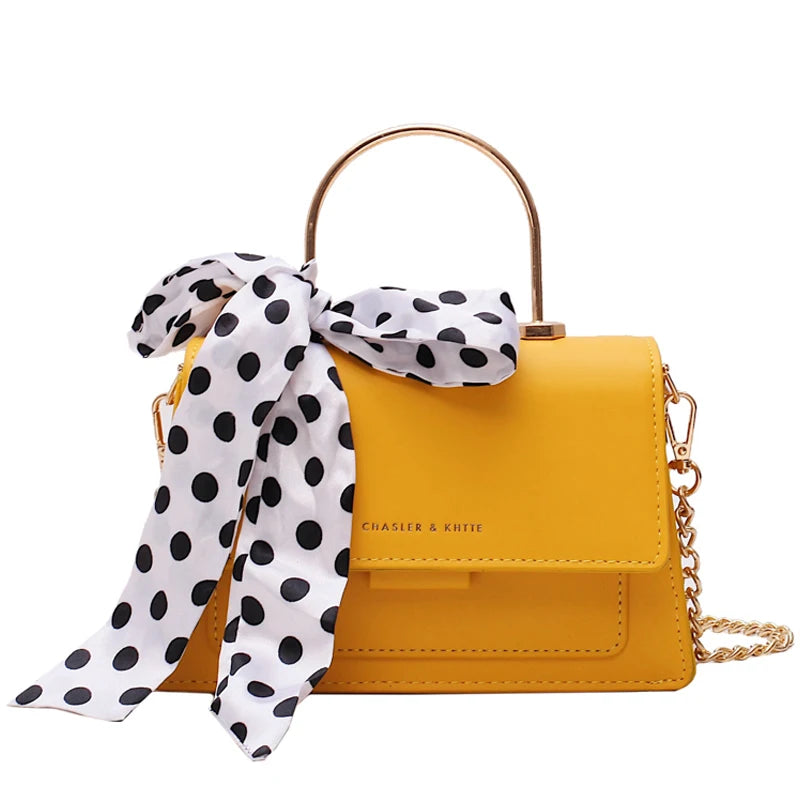 Bow Ribbon Tote Bag High PU Leather Women's Handbag