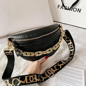 Braid PU Leather Chain Waist Bags For Women