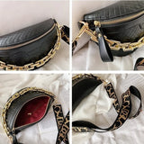 Braid PU Leather Chain Waist Bags For Women
