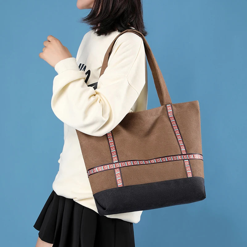 Canvas Women's Shoulder Handle Bag Mother Tote Travel Handbag