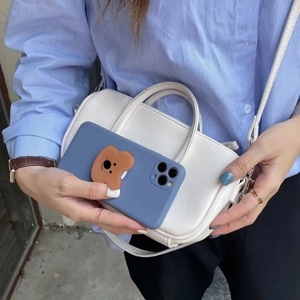 Casual Shoulder Bags Women Square Preppy Students Solid Underarm Waterproof PU L