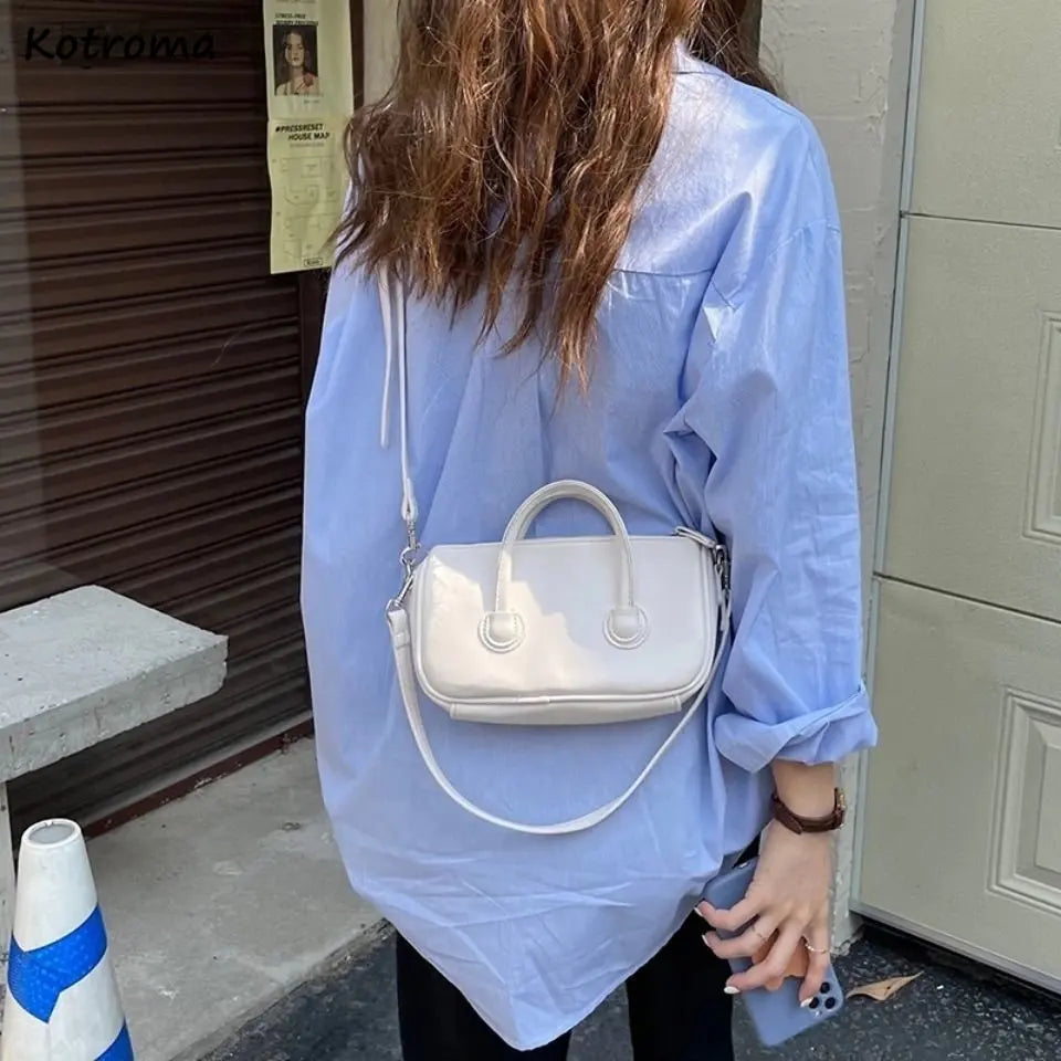 Casual Shoulder Bags Women Square Preppy Students Solid Underarm Waterproof PU L