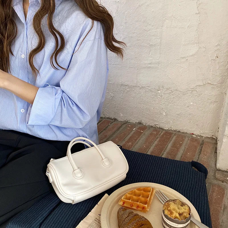 Casual Shoulder Bags Women Square Preppy Students Solid Underarm Waterproof PU L