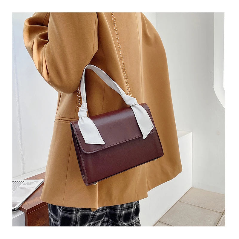 Female Square Tote Bag High PU Leather Women's Handbag