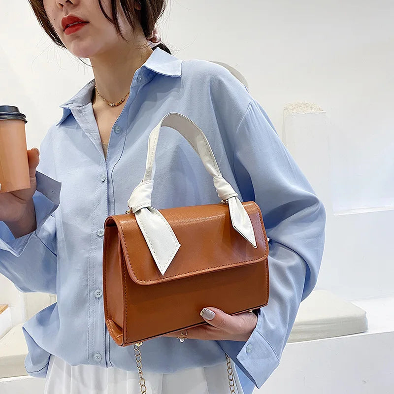 Female Square Tote Bag High PU Leather Women's Handbag