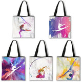 Gymnastics Art Print Shopping Bag Women Handbags Ballet Dancer Tote Bag