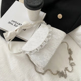 Embossed Lace Up Bow Handle Women Shoulder Bag