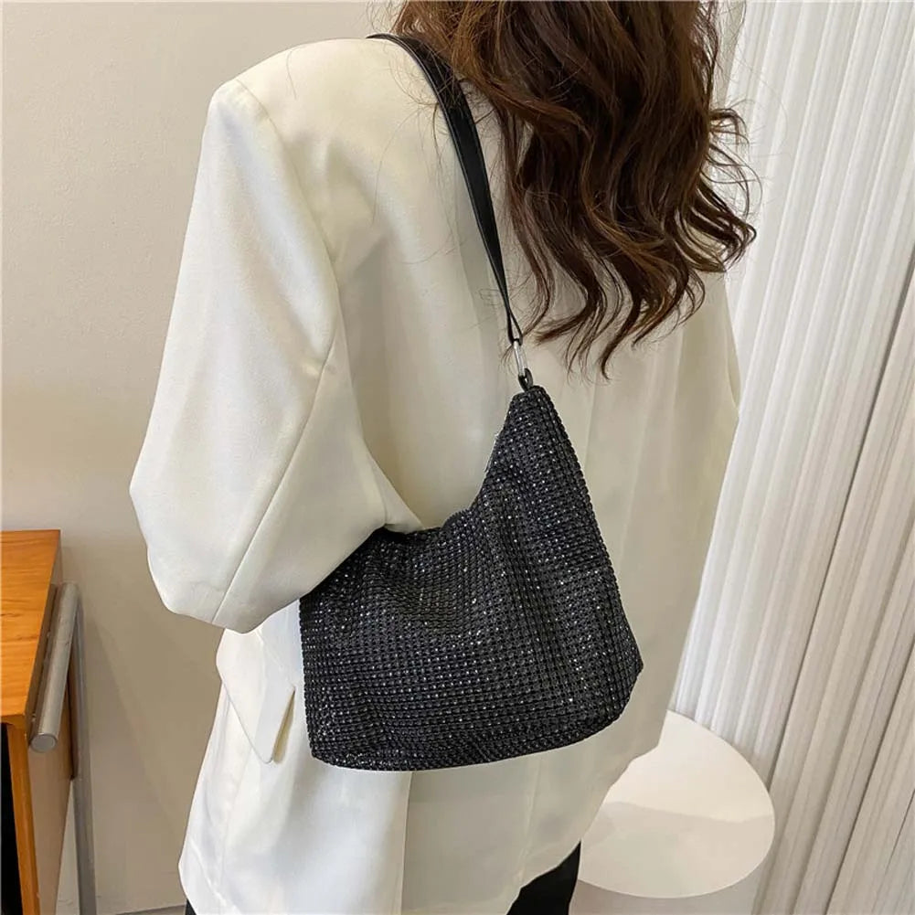 Rhinestone Shoulder Handbag for Wedding Party with Large Capacity