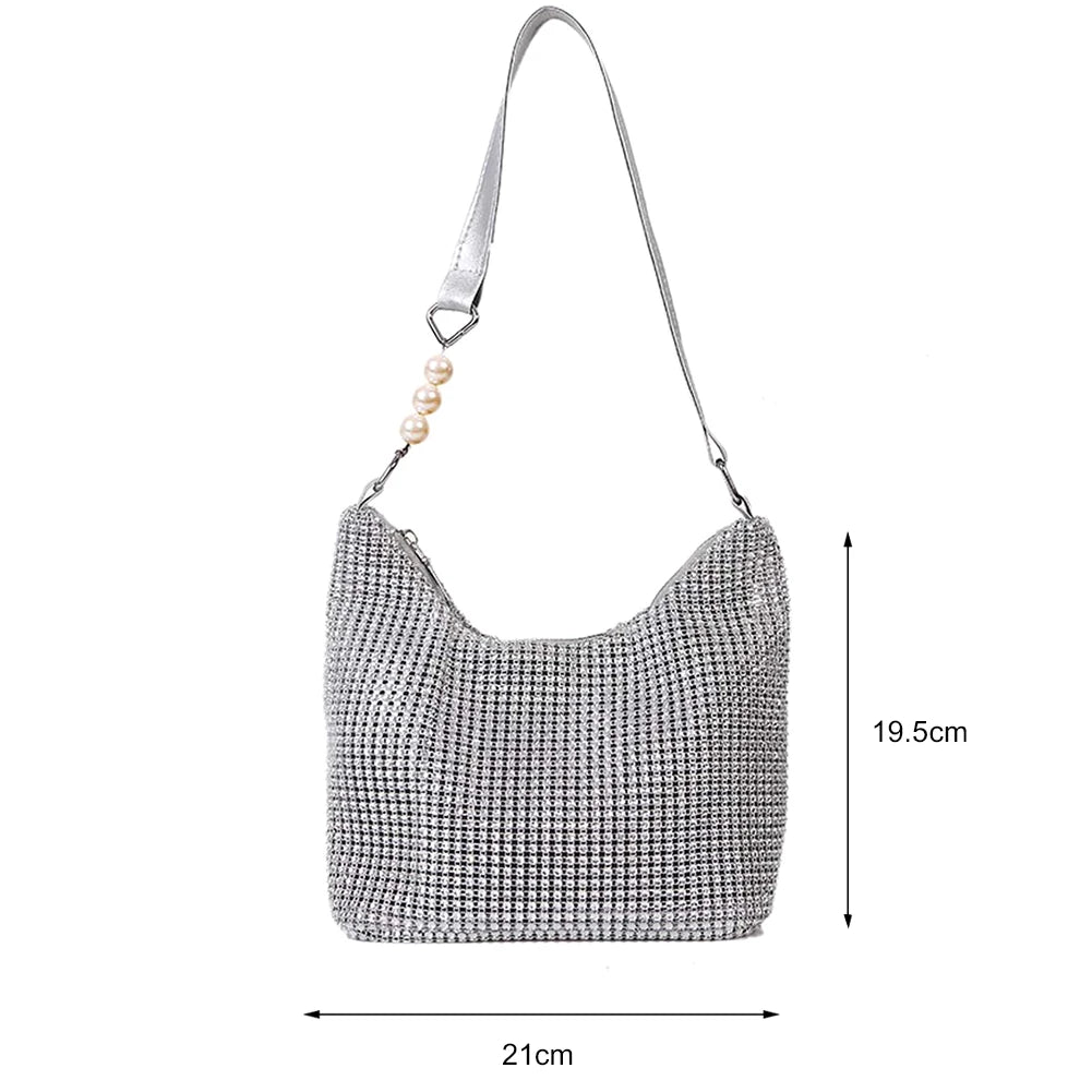 Rhinestone Shoulder Handbag for Wedding Party with Large Capacity