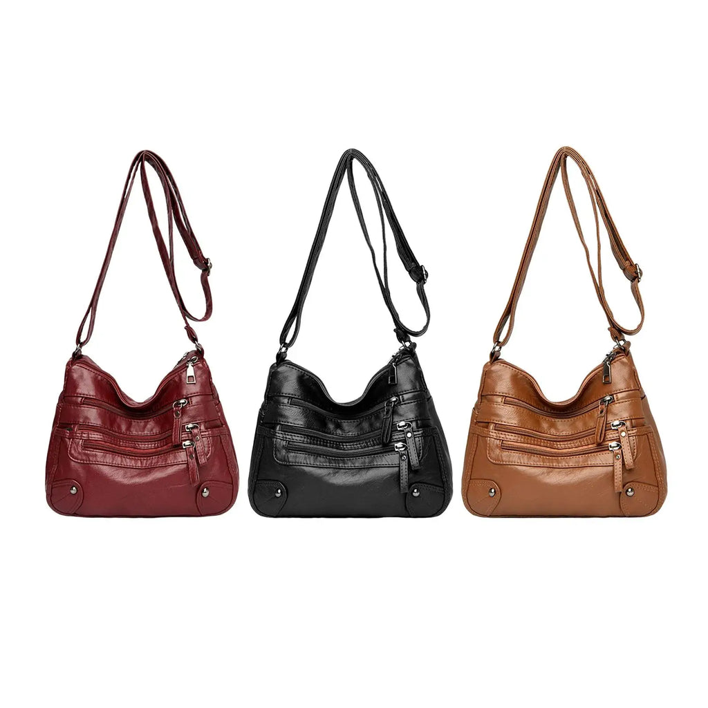 Women Soft PU Leather Shoulder Bag Big Capacity Messenger Bag