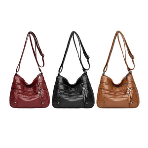 Women Soft PU Leather Shoulder Bag Big Capacity Messenger Bag