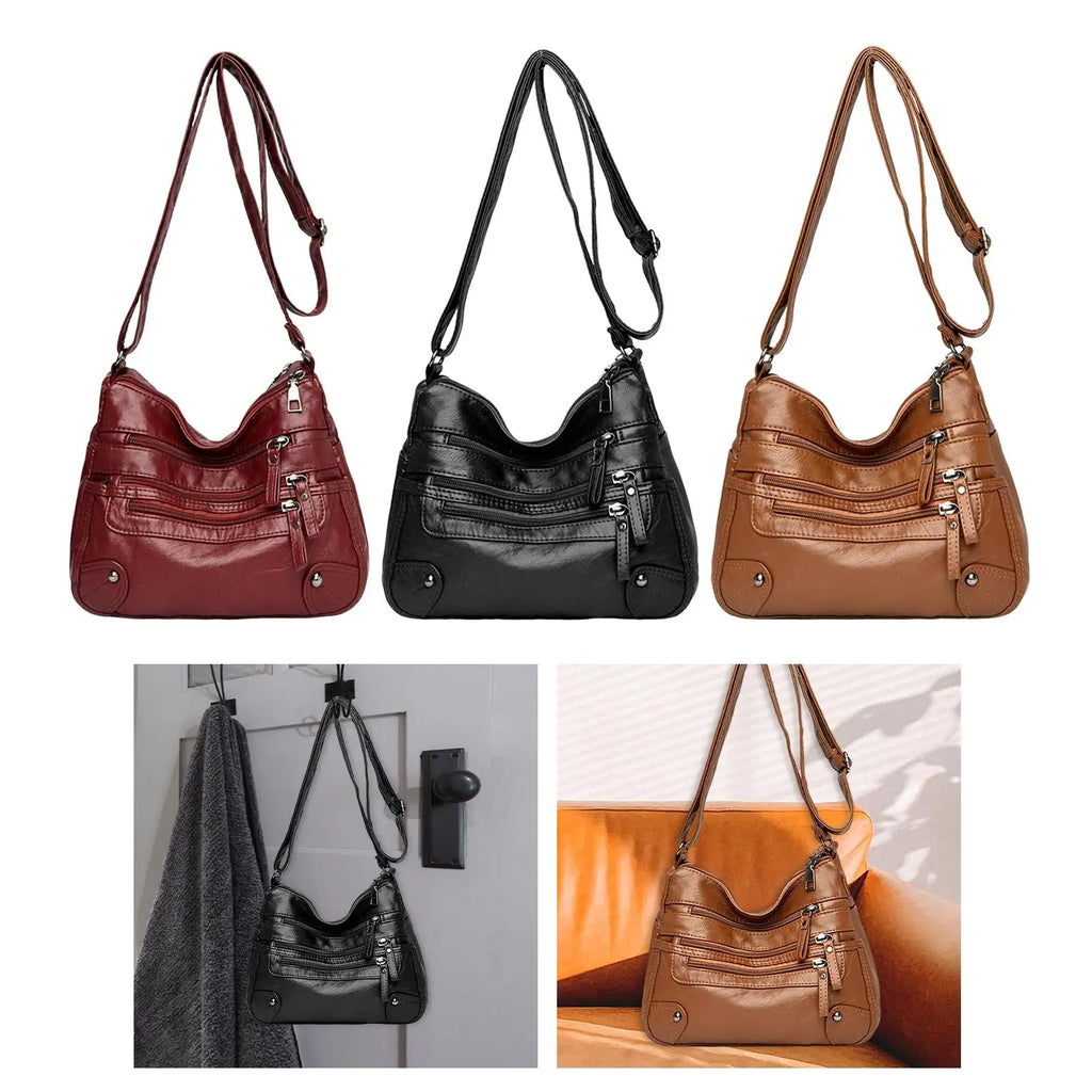 Women Soft PU Leather Shoulder Bag Big Capacity Messenger Bag