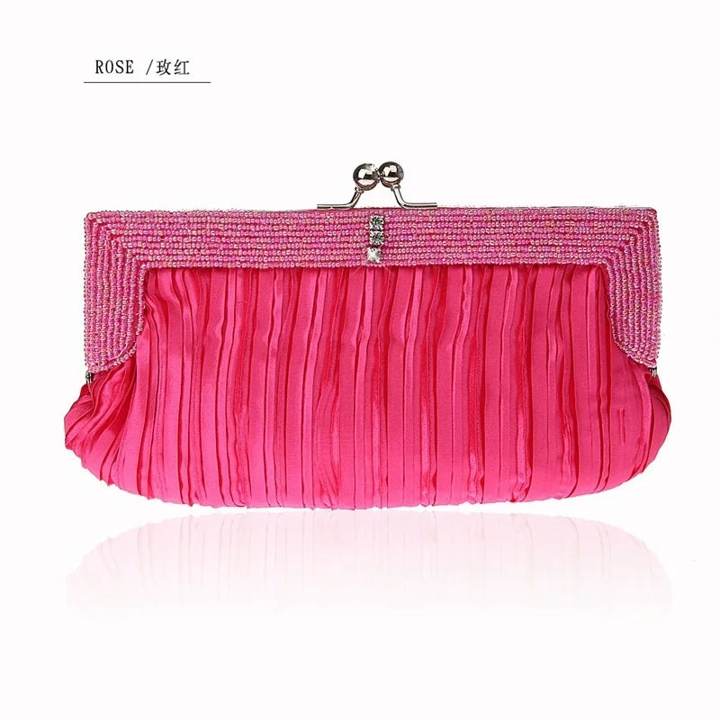 Long Evening Dress Bag Beaded Handbag Easy to Match Banquet Bag