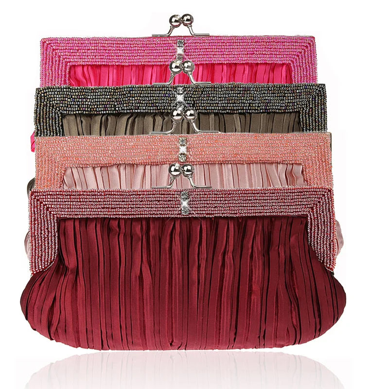Long Evening Dress Bag Beaded Handbag Easy to Match Banquet Bag