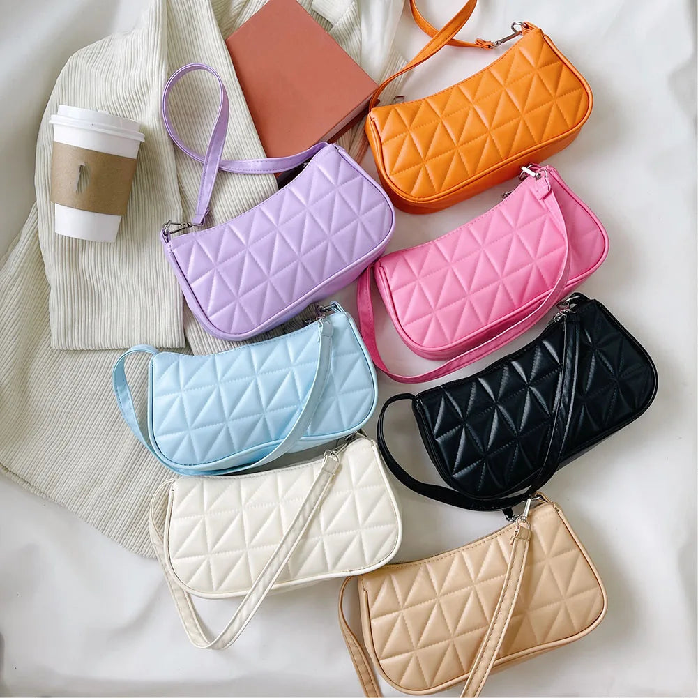 Embossed Geometric Shoulder Bag Checker Pattern Handbags