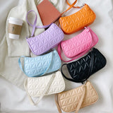 Embossed Geometric Shoulder Bag Checker Pattern Handbags