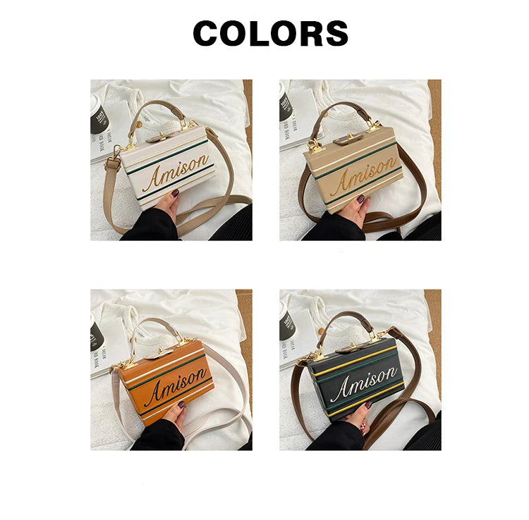 Embroidered Letter Box Style Purses Crossbody Bag Vintage Tote Bag