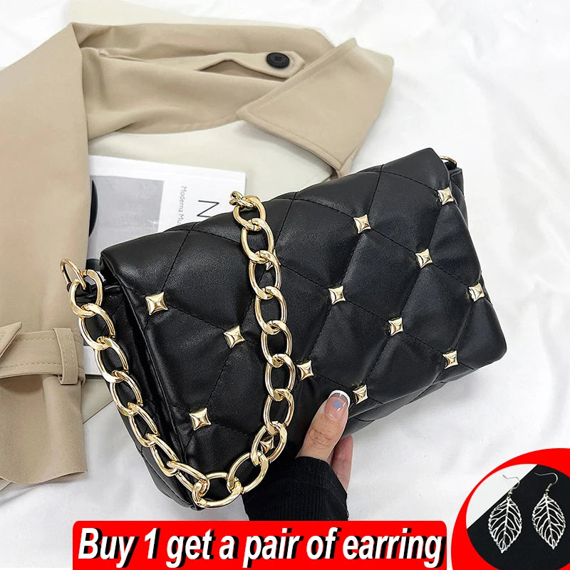 Embroidery Thread Chains Shoulder Bag Diamond Armpit Bag Women Wallet Ladies