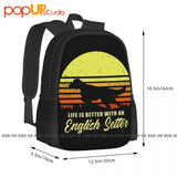 English Setter Bird Dog Lover Sun Backpack Large Capacity