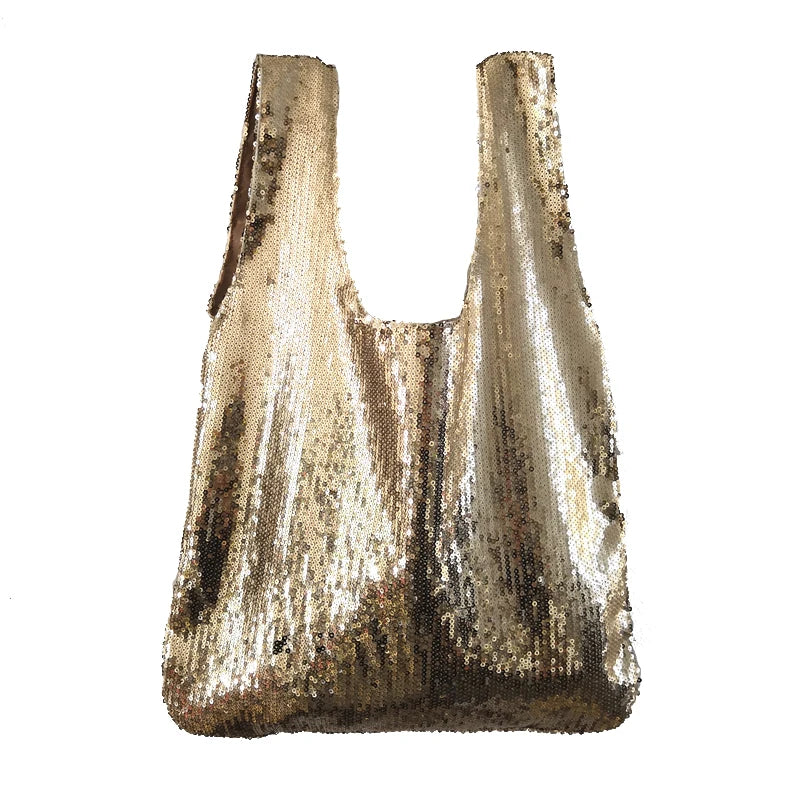 Sequins Japanese-style Handbags Totes Women Art Retro Vest Bags Small Clutch Bag