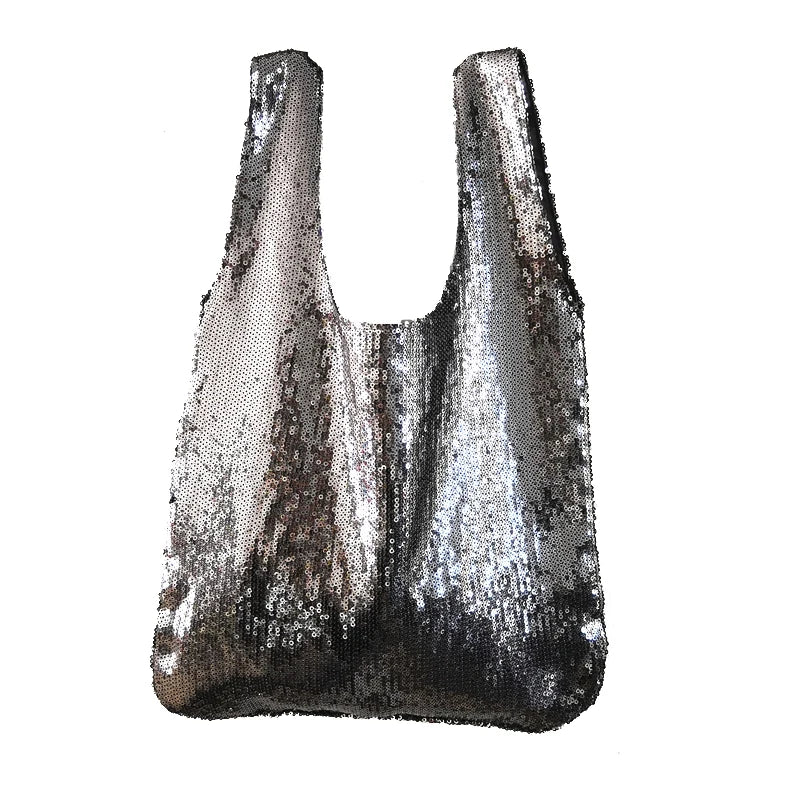 Sequins Japanese-style Handbags Totes Women Art Retro Vest Bags Small Clutch Bag