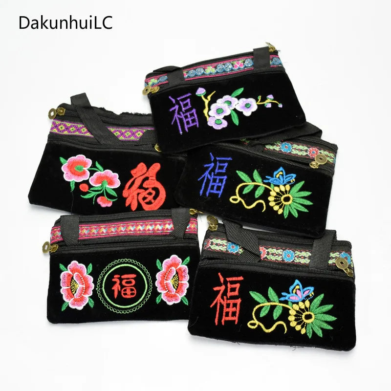 Ethnic Embroidered Bag Women Men Vintage Embroidery Waist Packs Shoulder Bag