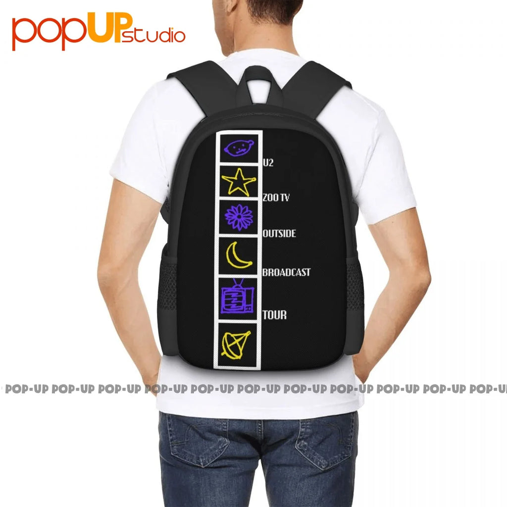 Euc U2 Zoo Tv Tour 1992 Backpack Large Capacity Print Gym Tote Bag